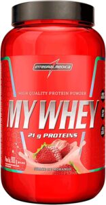 Integralmedica My Whey Proteína em Pó Sabor Morango – 21g de Proteína por Porção – Alta Concentração de BCAAs – Pote 900g